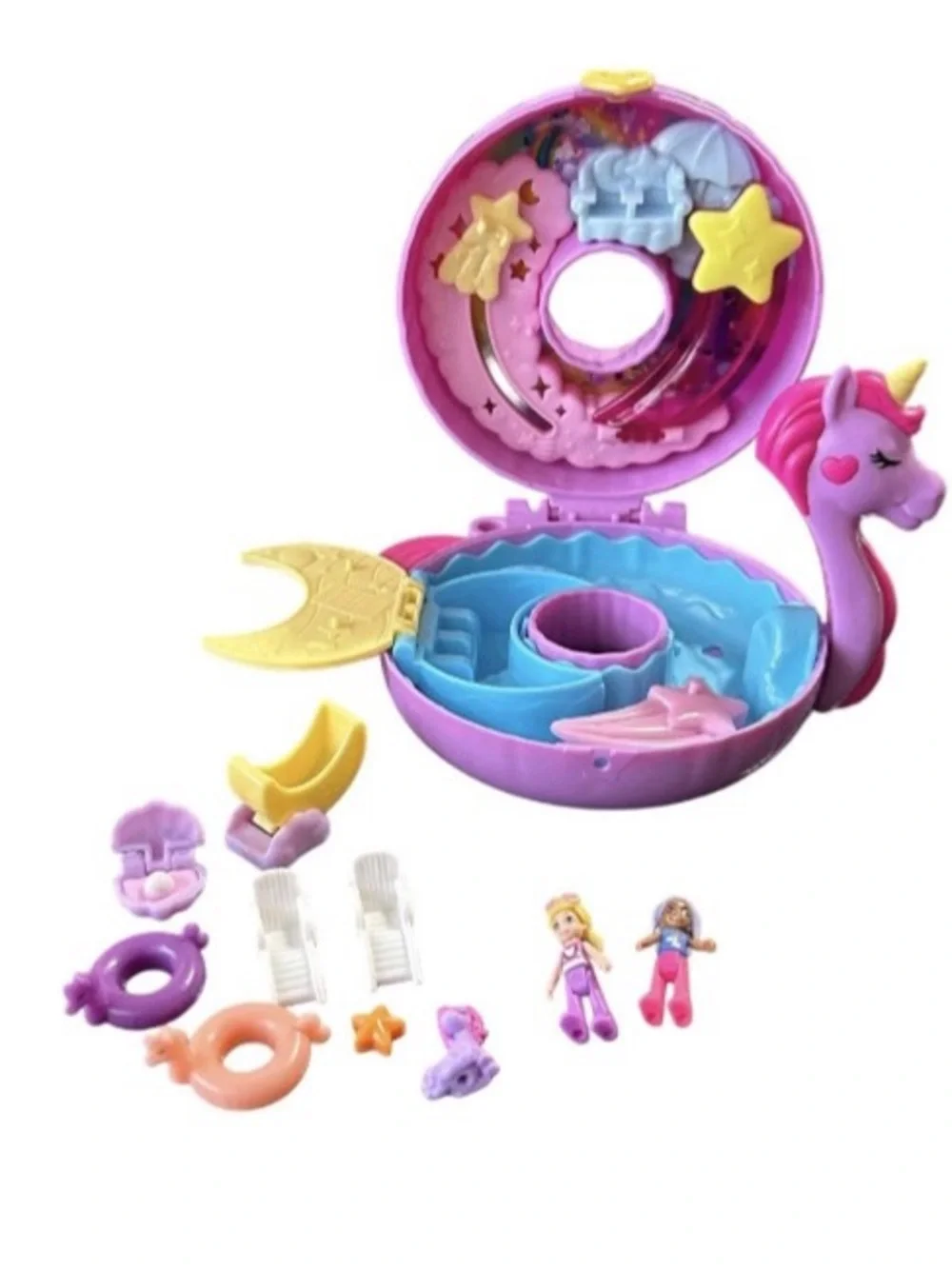 Polly Pocket Playhouse 2022 Mattel 11 Piece Set Dolls Furniture Mini Toys